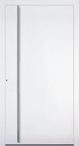 Farbe: Weiß (RAL 9016) | Stangengriff „Vilmo“ in Alu­minium silber eloxiert